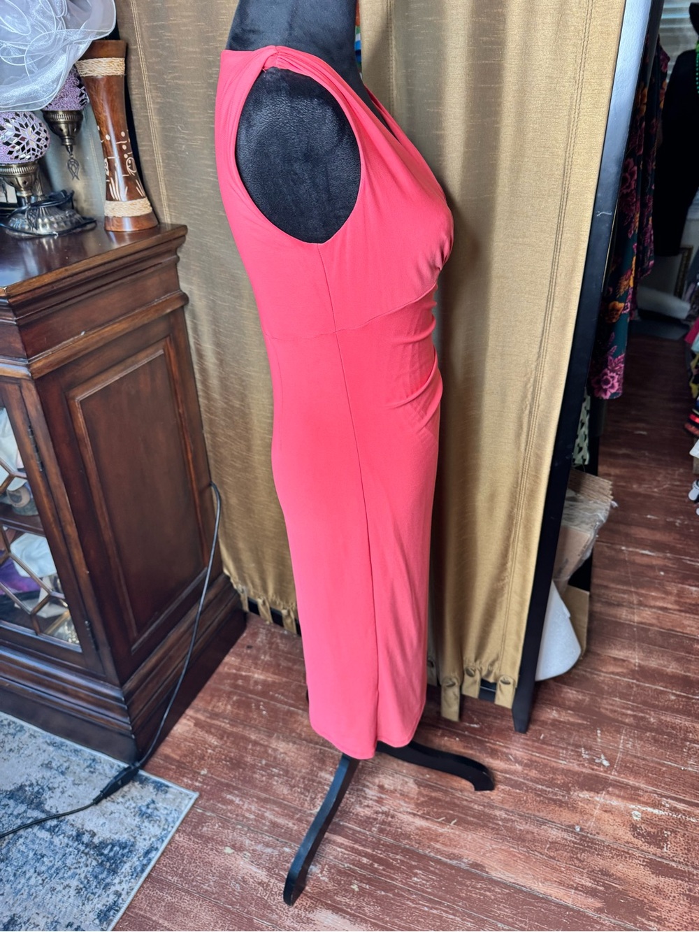 American Living Red Ruched Wrap Cocktail Dress - Picture 3 of 8